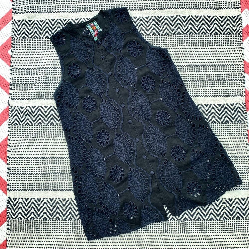 Johnny Was Lace Sleeveless Shirt Dress size M